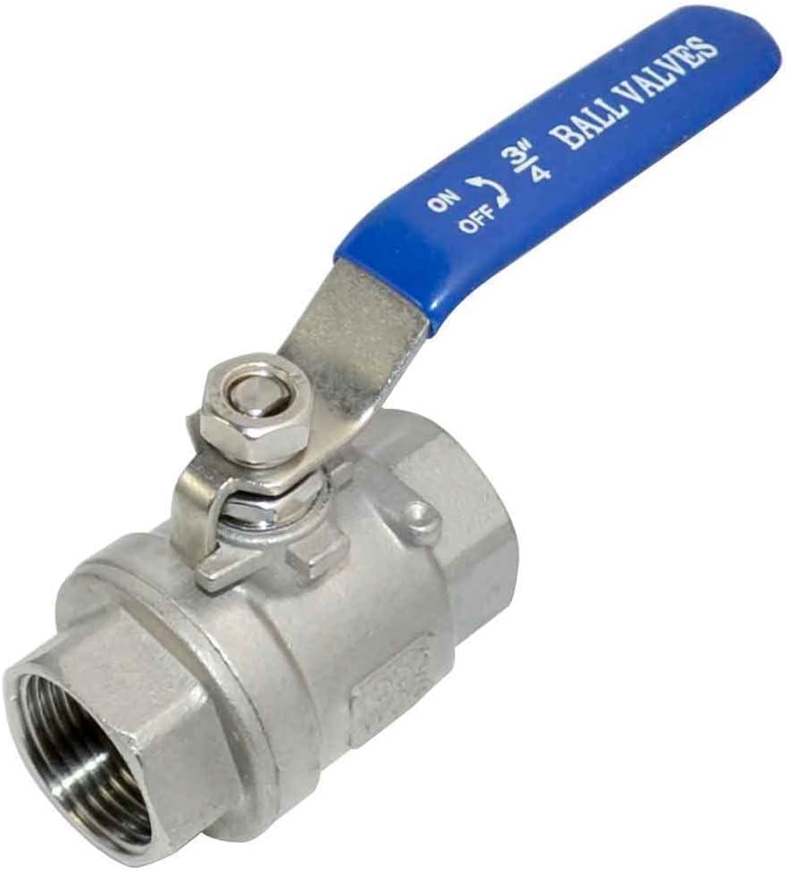 316 Stainless Steel 1/8"~3" Full Port Ball Valve with Blue Vinyl Handle, NPT Female x Female Thread,1000 WOG (3/4")