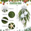 2 Pcs 22'' Christmas Teardrop Swag Coastal Christmas Decor Beach Decoration with Norfolk Pine Seashells Starfish Wreath for Outdoor Front Door Mentle Fireplace