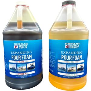 Fiberglass Supply Depot 4 Lb. Density Expanding Pour Foam, 2 Part Polyurethane Closed Cell Liquid Foam for Boat and Dock Flotation, Soundproofing, Filling Voids, and Insulation (1 Gallon Kit)