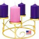 Christmas Advent Wreath Ring Candle Holder for Pillar Candles - Gold X-mas Centerpiece Decor - Calendar Decoration