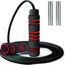 Weighted Jump Rope Workout (1LB) - Tangle-Free Ball Bearing Speed Skipping Rope for MMA Boxing Weight-loss Crossfit Fitness Home Exercise - Adjustable Rope Foam Handles for Men Women Cardio Training