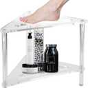 DEYIMAN Clear Acrylic Corner Shower Stool - Heavy Duty 220lbs, Non-Slip Corner Shower Stool for Small Spaces, Easy Assemble Bath Foot Rest for Shaving Legs (15.35" x 15.63" x 14.37")