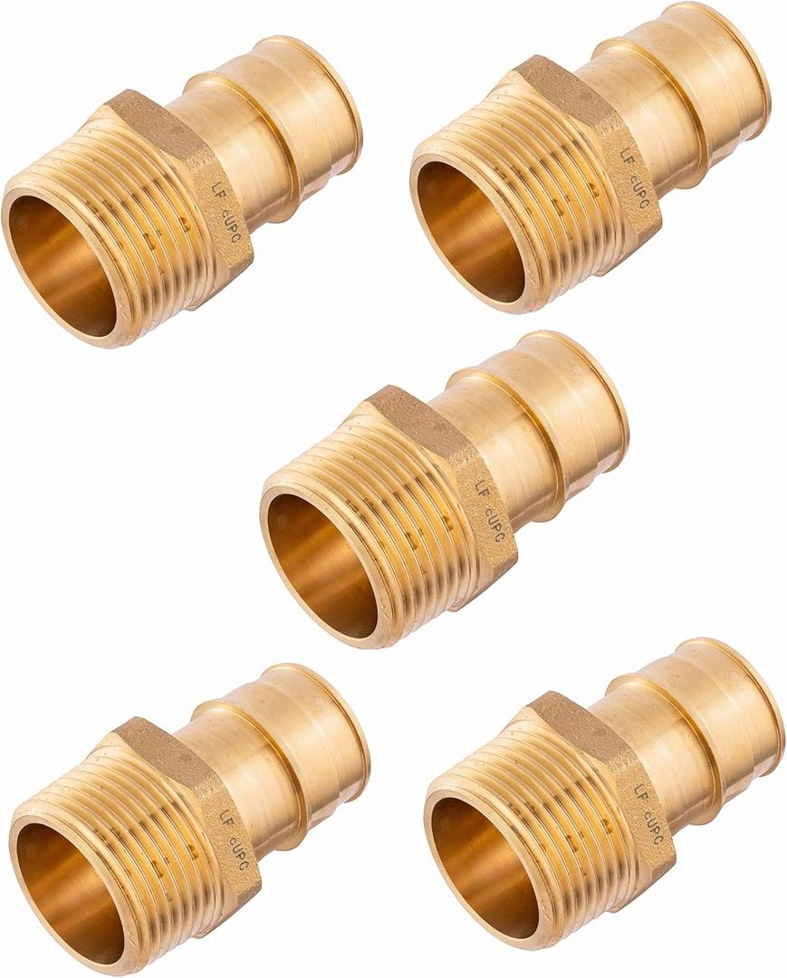 5 piece EFIELD Brass Expansion Pex A 1/2"x 3/4" Male NPT Adapter Fitting