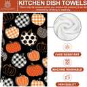 Halloween Kitchen Dish Towel Orange Black Plaid Dot Pumpkin 18 x 28 Inch Dishcloth Hand Drying Tea Towel for Cooking Baking Cleaning Wipes, 2Pcs