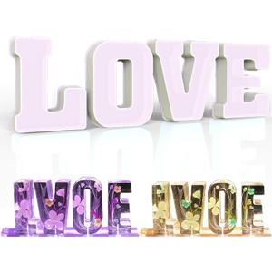 Resin Mold, Large Letter LOVE 3D Silicone Molds for Epoxy Resin Casting, Alphabet Moldes De Silicona para Resina for Art, Soap, Clay Crafts, Home Party Decorations, Jewelry, Candle Wax, DIY Cake Candy (White)