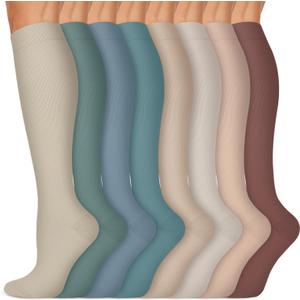 Copper Compression Socks 15-20 mmHg for Men & Women 8 Pairs  Circulation Support for Nurses, Travel, Running, Hiking, Soccer (Large-X-Large, A11- Multicoloured 01)