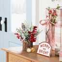 hatisan Small Christmas Tree, Artificial Christmas Tree with Christmas Ornaments Pine Cone Berry, Tabletop Christmas Tree for Christmas Decorations Home Room Party Winter Indoor Outdoor((Red-Round)