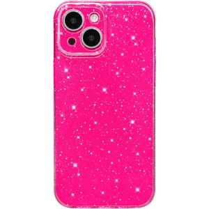Hython Case for iPhone 14 Case Glitter Cute Sparkly Shiny Bling Sparkle Phone Cases 6.1", Thin Slim Fit Soft TPU Bumper Shockproof Rubber Protective Cover for Women Girls Girly, Hot Pink