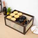 Natural Bamboo Wooden Storage Box, Antique Box Basket, Rustic Farmhouse Look Frame for Kitchen Pantry, Cabinets or Counters - Multipurpose Home Collection (Large)