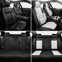 MINGBRON Car Seat Covers Full Set,Black White Car Seat Cover, Car Seat Protector Waterproof, Nappa Leather Car Seat Cushion, Fit for Most Cars
