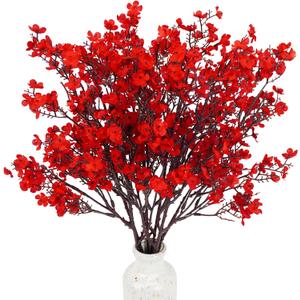 Uieke 30 Pcs Babys Breath Artificial Flowers Bulk Silk Red Faux Flowers Real Touch Gypsophila Bouquet for Christmas Halloween Home Wedding Decoration