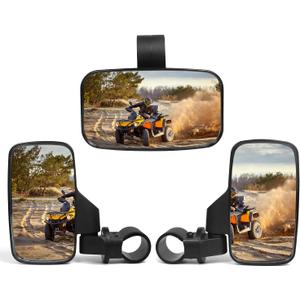 UTV Rear View Mirror And Center View Mirror With 1.75" to 2" Roll Bar Cage Mount Compatible with Polaris RZR, Commander Maverick X3, Viking, Yamaha Rhino, Kawasaki Teryx