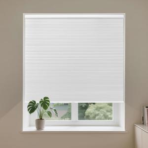 Allesin Cordless Blackout Cellular Shades, Honeycomb Blinds for Windows, Thermal Insulated & Noise Dampening, Room Darkening Window Coverings for Bedroom & Nursery, White, 29" W x 64" H