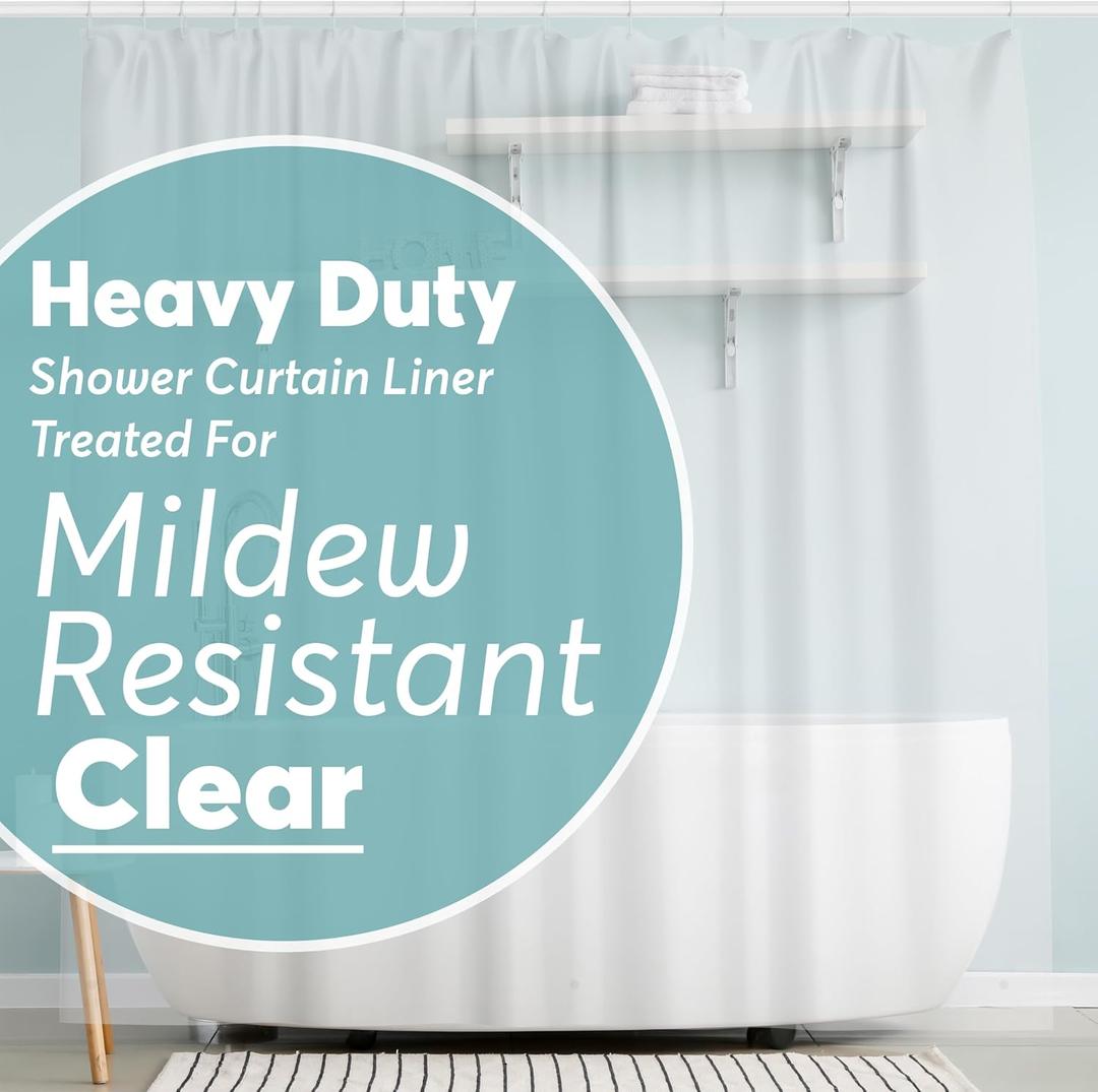 BigFoot Shower Curtain Liner  72 x 72 PEVA Heavy Duty Shower Curtain with Rustproof Metal Grommet and 3 Magnetic Weights  Odor Free and Compatible with Standard Showers, Clear