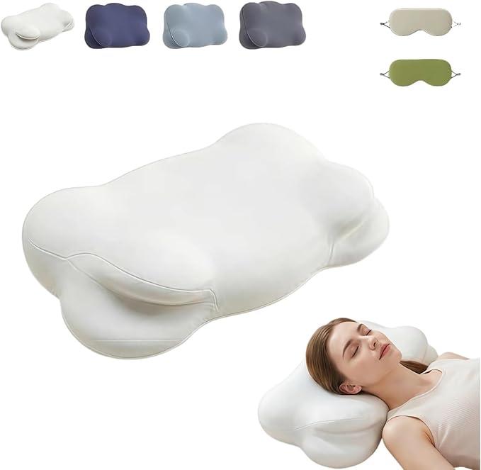 Cloud Pillow, Ergonomic Memory Foam Cervical Neck Support Pillow with Breathable Pillowcase, Dual Height Cloud Align Pillow for Side Back Stomach Sleepers