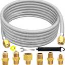 20 Feet High Pressure Braided Propane Hose Extension with Conversion Coupling 3/8" Flare to 1/2" Female NPT, 1/4" Male NPT, 1/8" NPT Male, 3/8" Male Flare for BBQ Grill, Fire Pit, Heater