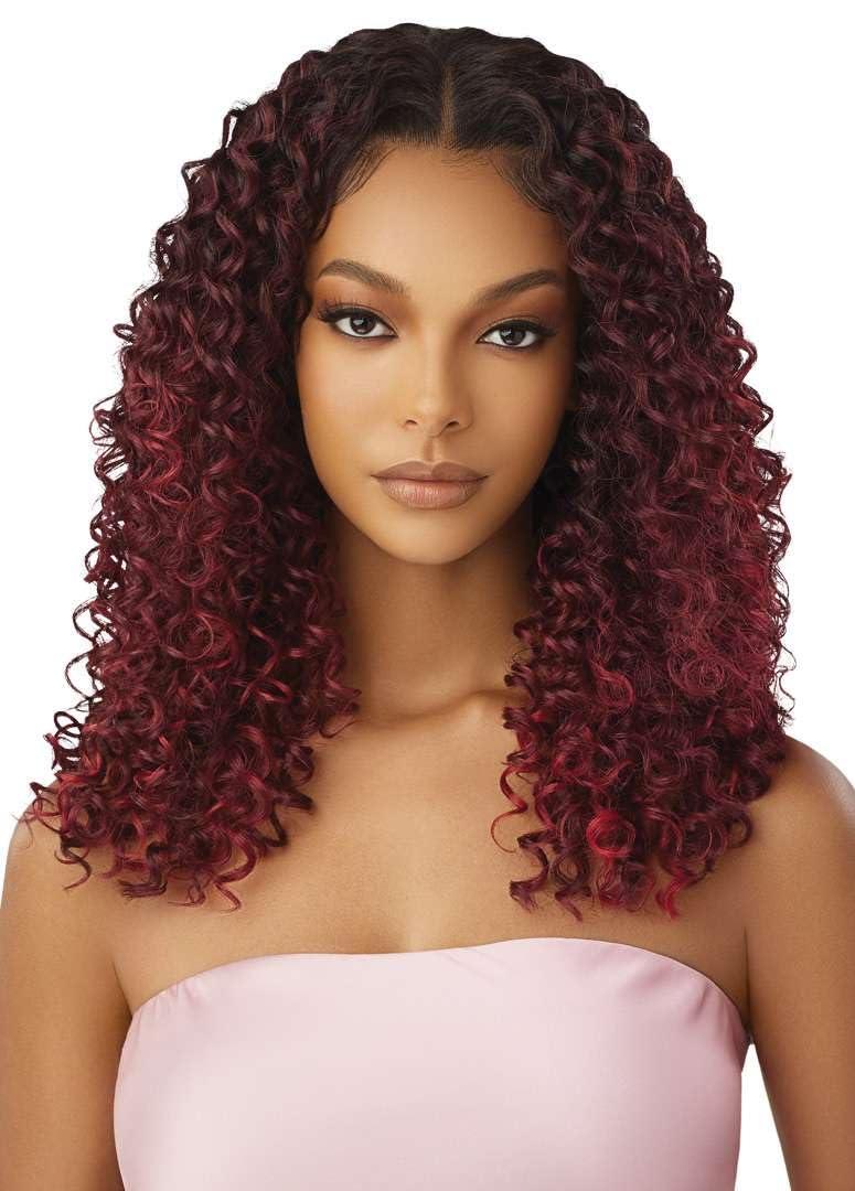 Outre Airtied 100% Fully Hand-Tied Wig - Human Hair Blend - Dominican Curly 22" (DRST MAPLE BROWN)