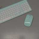 TopMate Wireless Keyboard and Mouse Ultra Slim Combo, 2.4G Silent Compact USB 2400DPI Mouse and Scissor Switch Keyboard Set with Cover, Batteries Included, for PC/Laptop/Windows/Mac - Mint Green