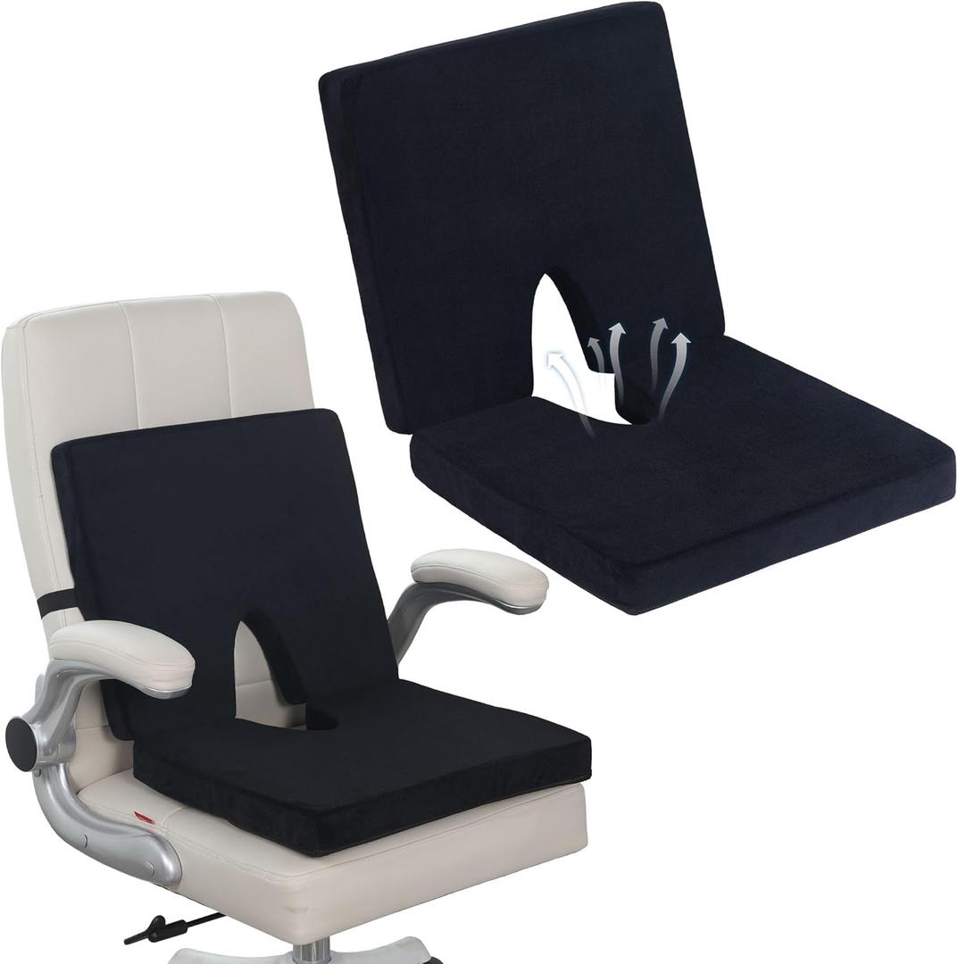 BALAPET Lumbar Support Seat Cushion,Ergonomic Lumbar Support for Posture Correction Cushion and Tailbone Pain Relief, Foldable and Portable Back Rest Coccyx Pillow for Office Chair,Car,Travel(Black)