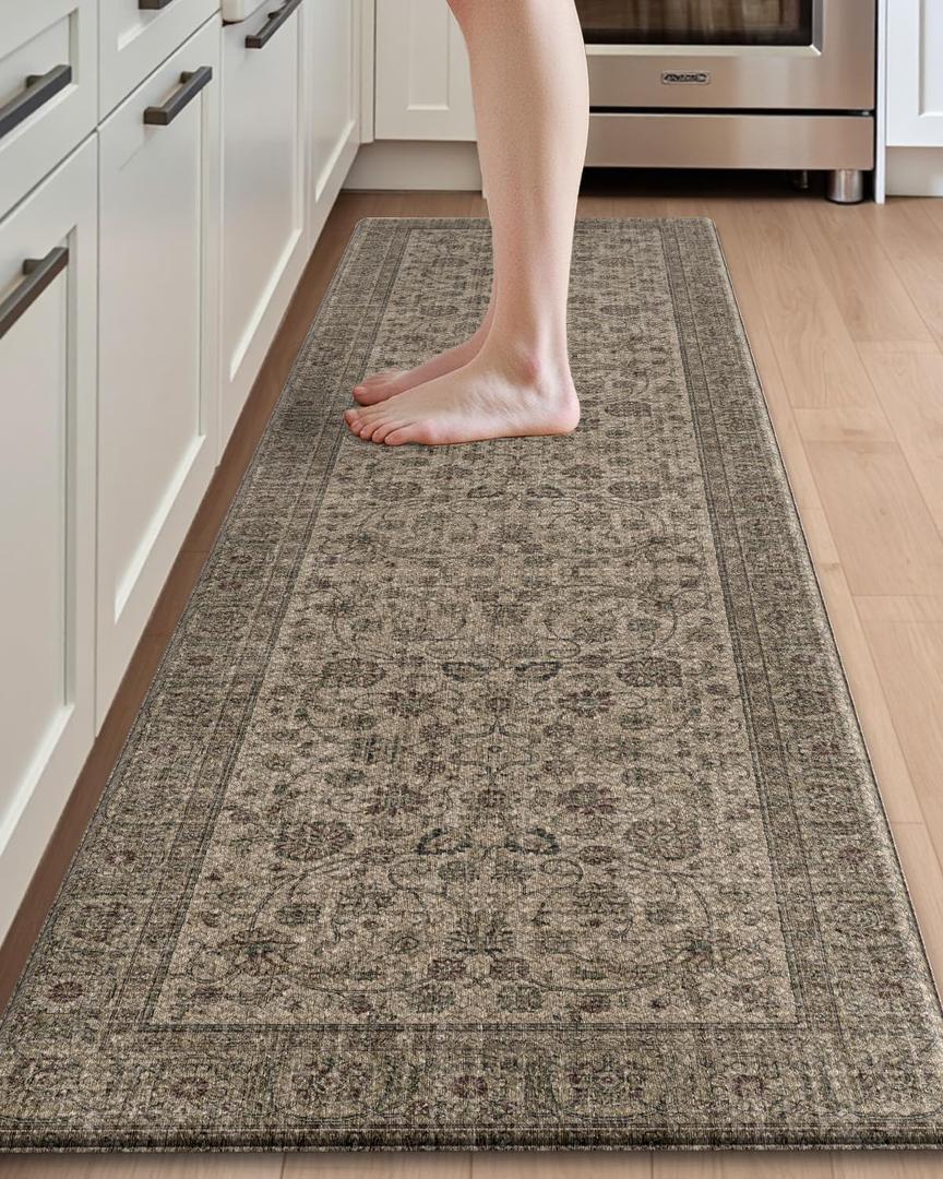 DEXI Kitchen Mats for Floor Cushioned, 23x86 Extra Large Long Runner Rug Non Slip, Waterproof Soft Comfort Standing Padded Anti Fatigue Decorative, Brown
