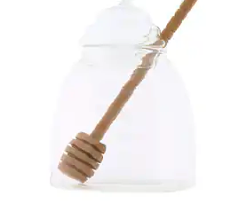 HIC Kitchen Glass Honey Jar with Lid and Honey Dipper, Borosilicate Glass and Beechwood