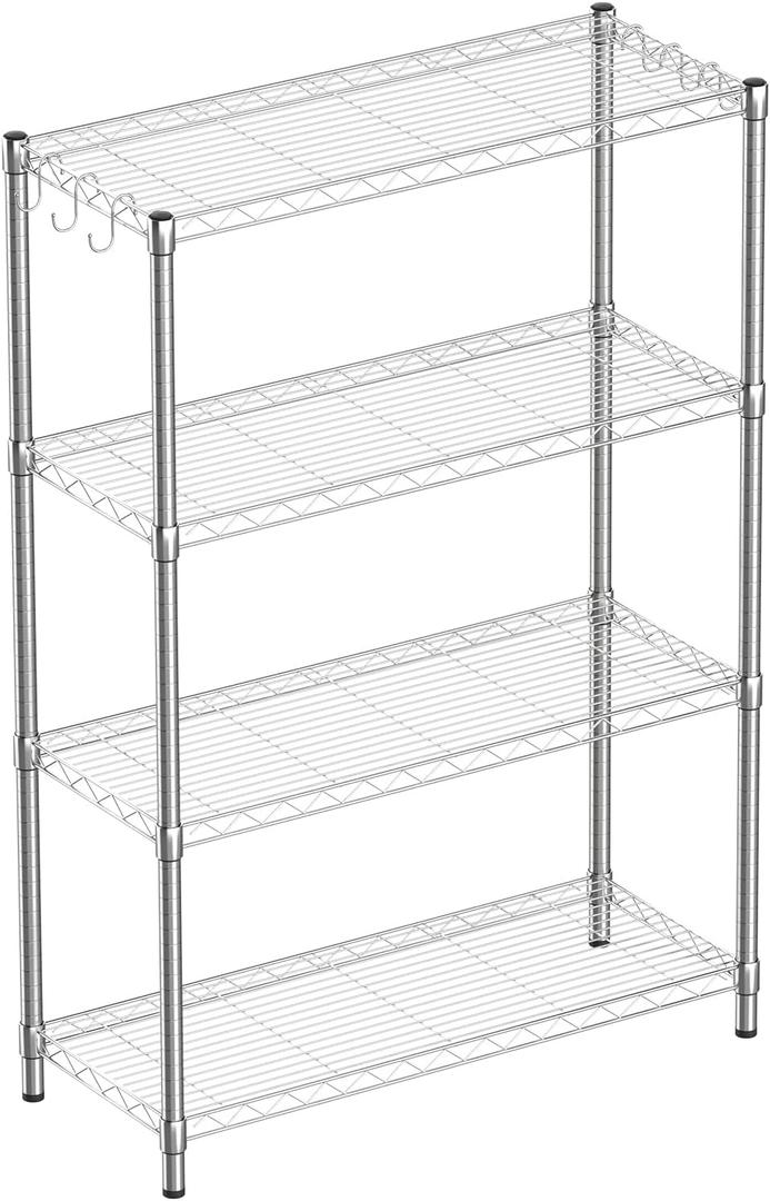Guan River 4-Shelf Adjustable Metal Shelf Wire Shelving Unit Storage Rack Display Shelf for Office,Kitchen,Bedroom,Bathroom,Laundry,Pantry Basement,Garage(Chrome,36" L x 14" W x 54" H)