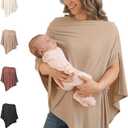 Konssy Rayon Made from Bamboo Nursing Cover for Breastfeeding, Buttery-Soft 360° Full Privacy Nursing Poncho, Breathable Stretchy Breastfeeding Cover, Multi-Use Car Seat Canopy (Clay)