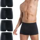 Men's Cotton Trunks Soft Stretch Underwear Comfort Fit Boxer Brief Style 4-Pack (Large)