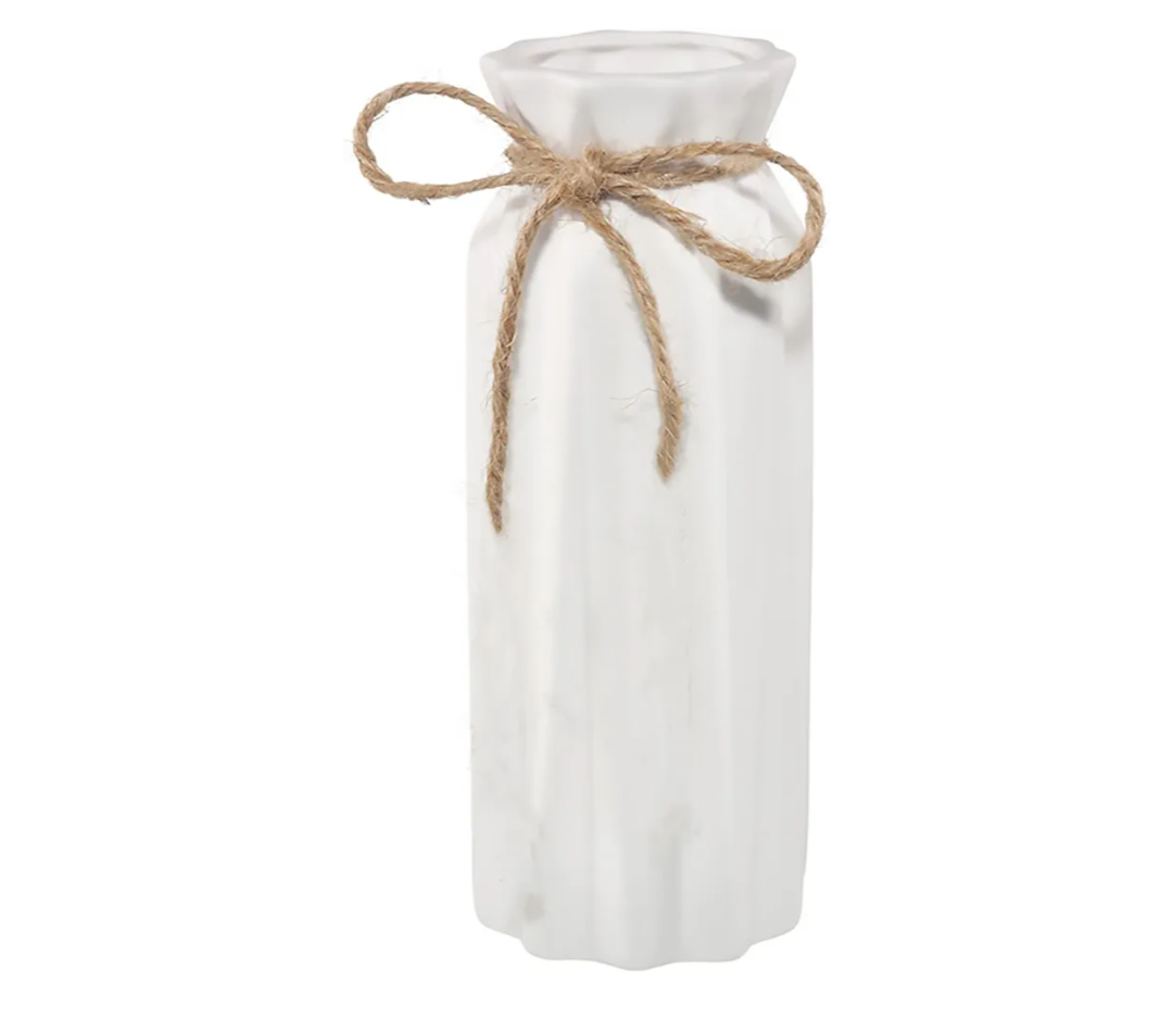 White Ceramic Vase-Flower Vase Dried Flower Vase for Modern Home Decor, Fit for Foyer Living Room Fireplace Bedroom Kitchen,Decent Gift, 8.27" H