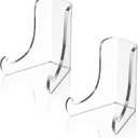 Chunful 2 Pieces Acrylic Plate Stands Clear Acrylic Easels Display Stands with Deep Support Shelves for Display Card Holder Photos Book Picture Table Top Holder Home Decors (5.1 x 5 x 6 Inch)