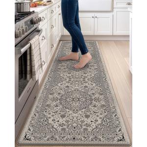 DEXI Kitchen Floor Mats Cushioned Anti Fatigue Runner 23x86 Beige Grey
