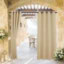 RYB HOME Outdoor Patio Curtains Waterproof, Blackout Weatherproof Porch Decor Thermal Insulated Outside Covering Privacy Shades for Gazebo Garden Deckc, W52 x L72 inches, Biscotti Beige, 1 Panel