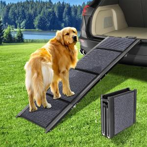 GaliGali Dog Ramp for Car, Portable Folding Pet Stair Ramp with Non-Slip Carpet, Wider Dog Stair Allows Medium to Large Dogs Up to 250 lbs to Enter Car, SUV and Truck, GALILVTI CA (63in*17.3in)