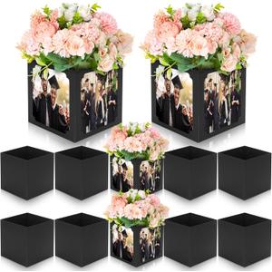 Spiareal 6 Pcs Graduation Table Centerpieces Box 6/7 Inch Picture Centerpieces for Table Photo Props Box Frame Congrats Grad Decorations for Graduation Wedding(Black)