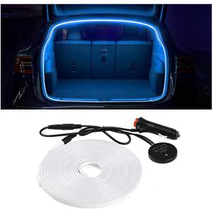 Car Trunk LED Strip Light, 12V 16.4FT Flexible Cuttable Silicone Vehicle Trunk Cargo Area Ambient Light, Waterproof Automotive Cargo Neon Strip Lighting, Universal for Vehicles (Blue)