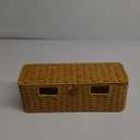 Longer Cable Management Box, 16In Handwoven Cord Management Box with 5 Slots, Floor Cord Hider Boxes for Power Strip and Wire, Cable Organizer Boxes with Lid for Desk, Floor, Office, Living Room (Rectangle, Natural)