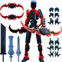 2 x T13 (Assembly Completed) 3D Printed Action Figure,Dummy 13 Robot Action Figure, T13 Collectible Action Figure Articulated, for Collectors Desktop Decorations, mueco de accin (Black Red)