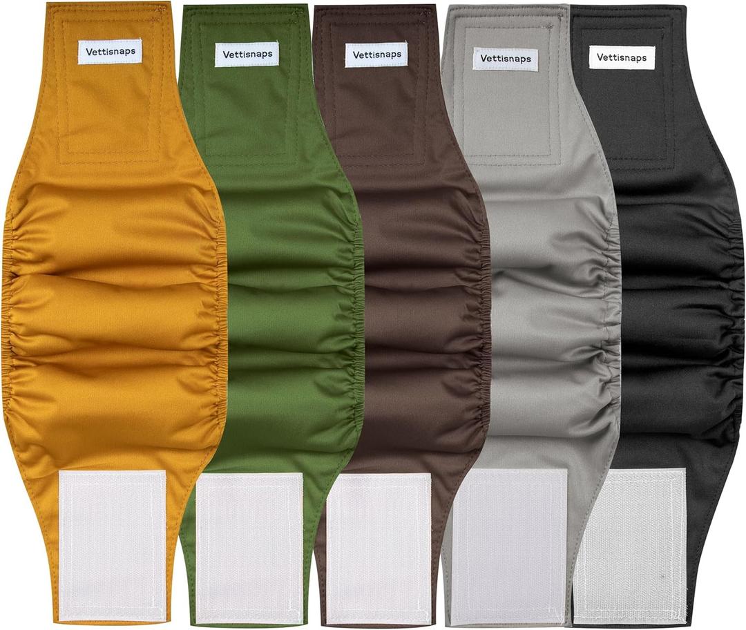5 Pack Dog Diapers Male Reusable Belly Bands Washable for Small Male Dogs, High Absorbency for Puppy & Doggy, Size S (Dark color)