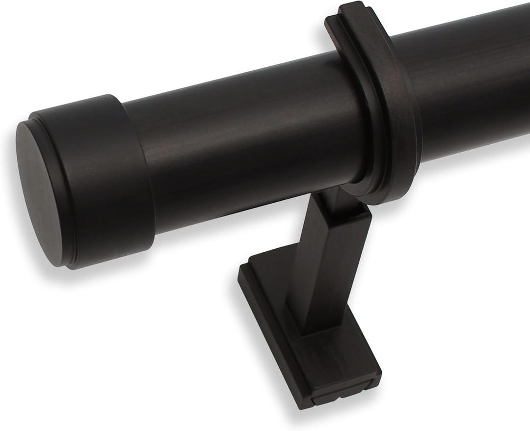 BlastHome Luxury 3.5 ft Custom Curtain Rod  1 1/4" Large Diameter  Premium Brackets & Endcaps  Nonadjustable Rods Connect for a Seamless Look  Brushed Dark Brown Finish