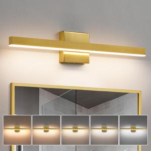 Modern Bathroom Vanity Light Gold Light Fixture Over Mirror 24 inch Vanity Lighting Fixture Dimmable 5CCT LED Bar Vanity Light for Bathroom Restroom