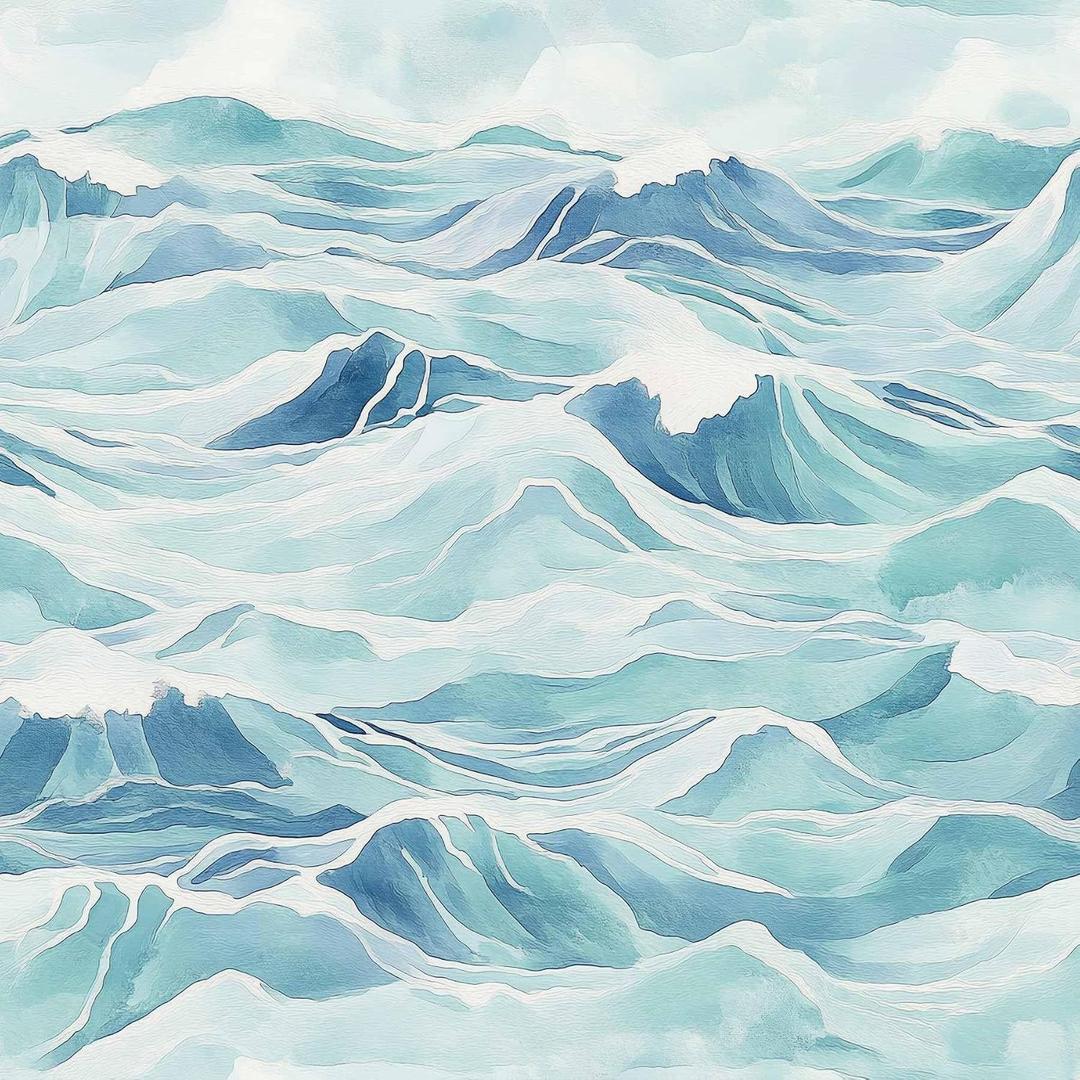 Abstract Ocean Waves Peel and Stick Wallpaper, Blue Watercolor Coastal Self-Adhesive Vinyl Wallpaper for Home Decor 17.7" x 118"