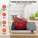 Electric Cooktop, Portable Electric Cooktop 1800W Single Burner Stove 110V with Plug, Hot Plate Countertop, Child Safety Lock, Timer, Infrared Burner,Touch and Knob Control, Small