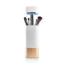 UVC Sanitizer with Ozone, Makeup Brush Holder, One Touch for Open, Dustproof Make Up Supplies Organized Storage, Stylish and Durable Design (Standard, White/Rose Gold)