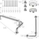 Brushed Nickel Angled Grab Bar 12x24 Inch, iHansee Bathroom Safety Bar w/Anti-Slip Knurled Grip, Wall Mount L-Shaped Shower Handle for Elderly Senior Handicap, Toilet Bathtub Balance Support Bar