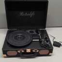 Record Player Wireless Portable Suitcase Vinyl Player with Built-in Speakers Retro Style Record Player for Vinyl Records 3-Speed RCA Line Out AUX in Vintage Turntable Upgrade Black