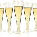 Bestluck 25 Pack Champagne Flutes Plastic, 4.5 oz Gold Glitter Plastic Disposable Stemware, Disposable Champagne Flutes for Party, Mimosa Bar, Wedding, Anniversary and Graduation