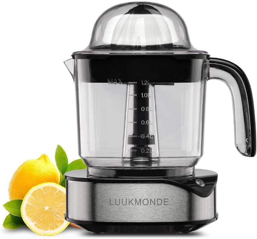 Luukmonde Electric Citrus Juicer 1.2L Large Volume, Orange Juicer with Powerful Motor and LED Working Lamp, Electric Lemon Squeezer for Orange Lemon Lime Grapefruit, Black