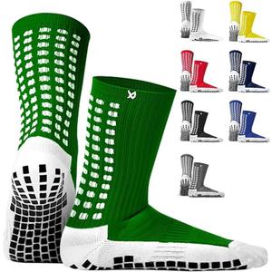 Lux Dual Grip Socks - Soccer Grip Socks for Men and Women. GripArray Performance & Comfort (Large, Green)