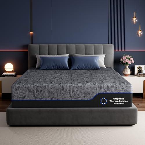 Marsail 10″ Twin Mattress, Medium Firm Plus Memory Foam Mattress with Graphene Fabric and Cooling Gel，Fiberglass-Free,Pressure Relief,CertiPUR-US Certified