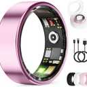 Smart Ring for Women & Men, Health Tracker Ring with Heart Rate, Blood Oxygen,Blood Pressure, IP68 Waterproof Fitness Ring, Sleep Tracker for iPhone and Android, No APP Fee (Lavender Pink, 6#)